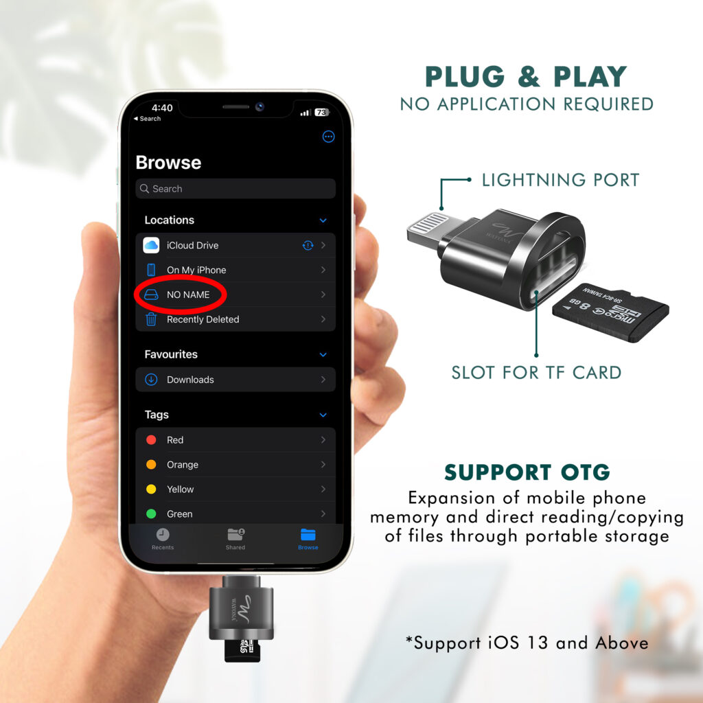 Micro Ios Port Wayona Micro SD/TF Card Reader, Viewer, Data Transfer Lightning Port ...