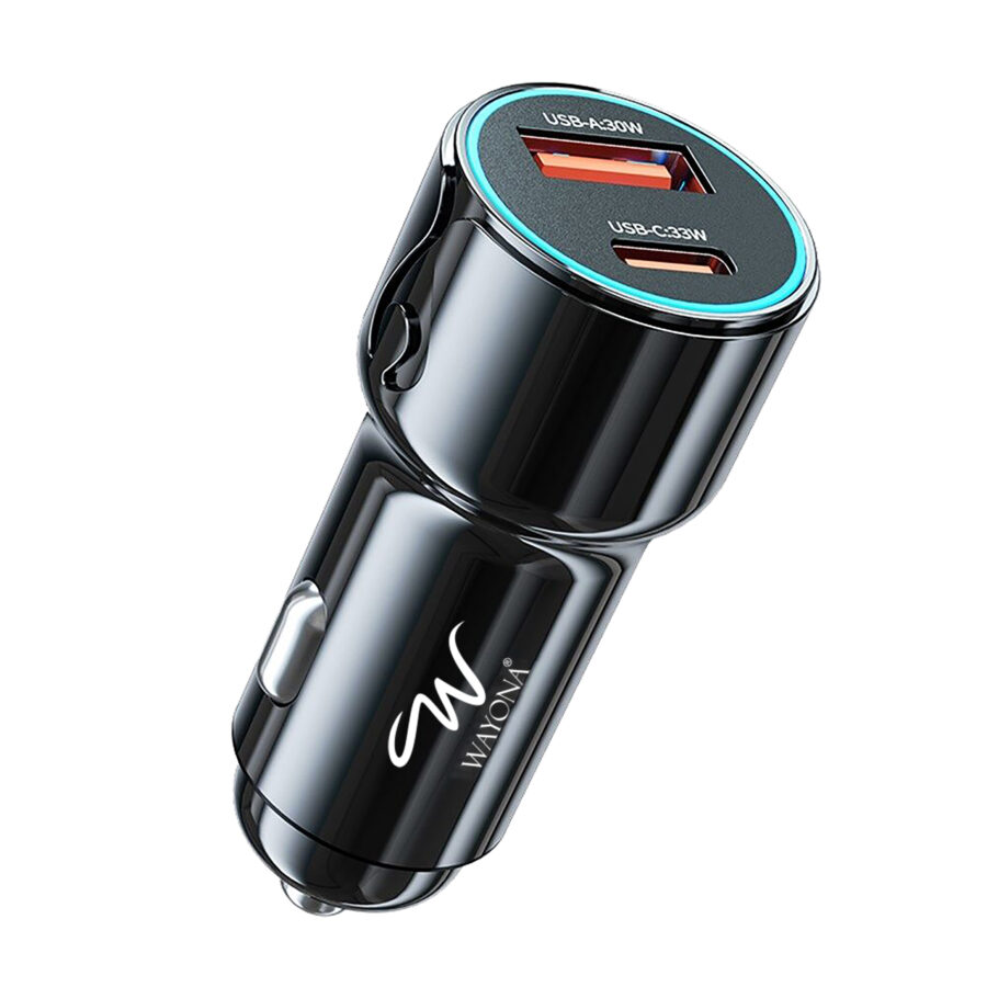 Wayona Zapcharge PD 63W USB C+A Dual Port Car Charger with Zinc Alloy Body