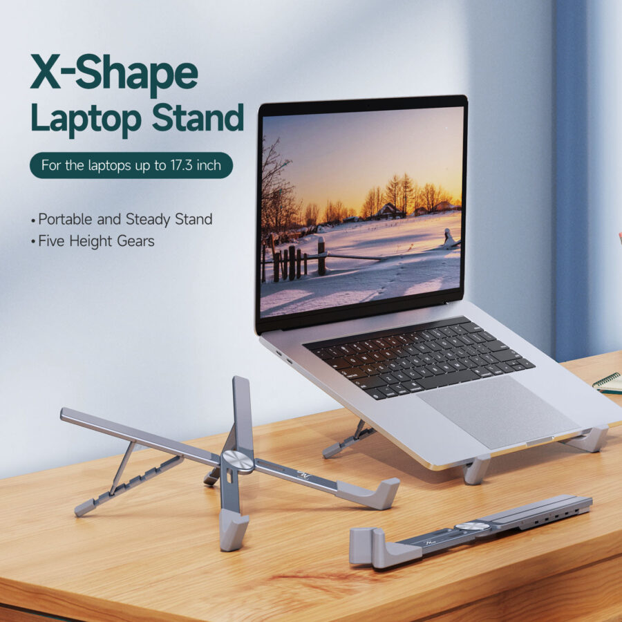 Wayona Flexibase 2025 Model Ergonomic Portable Laptop Stand 5 Angles Adjustable Aluminium Laptop Holder Riser with Automatic Support Springs,Compatible with MacBook - Image 2