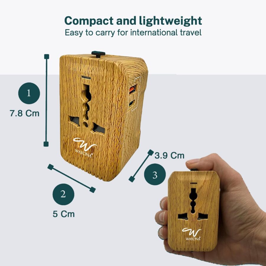 Wayona 38W Universal Travel Adapter Worldwide International Plug for EU/UK/USA and 200+ Countries with PD Type C & QC 3.0 USB A 3A Fast Charging - Image 2