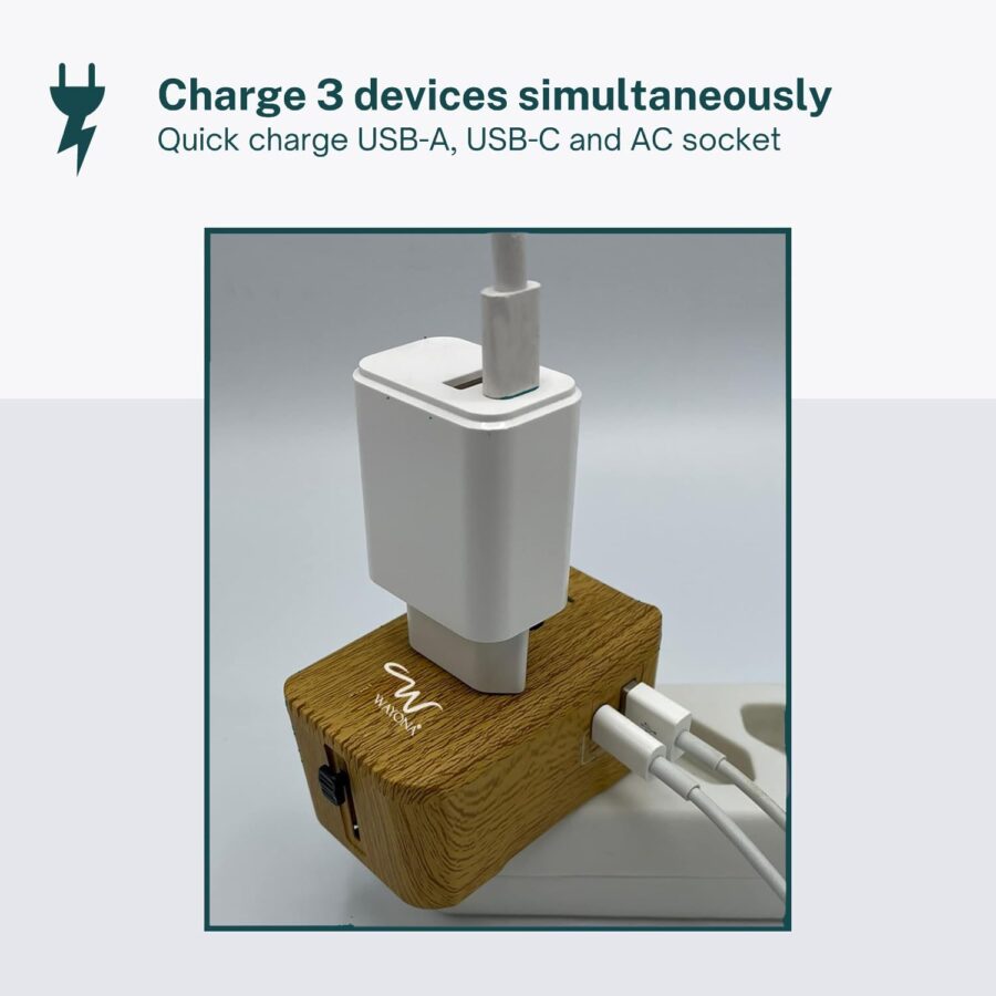 Wayona 38W Universal Travel Adapter Worldwide International Plug for EU/UK/USA and 200+ Countries with PD Type C & QC 3.0 USB A 3A Fast Charging - Image 3