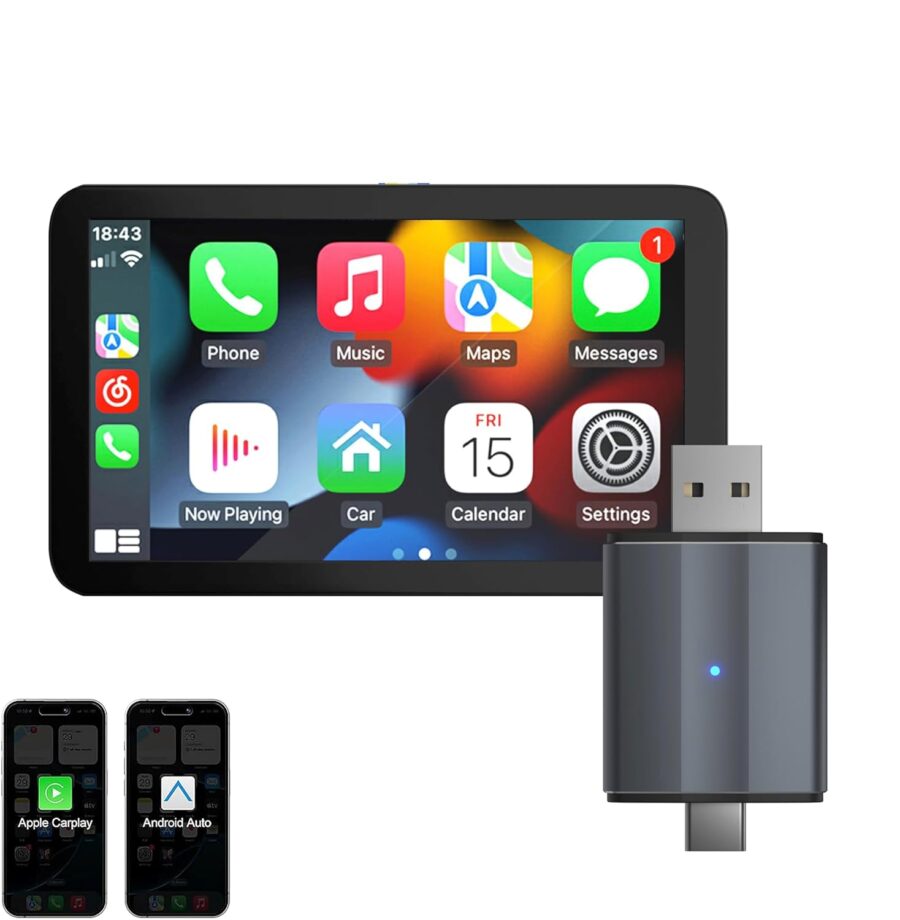 Wayona 2in1 Wireless Carplay Adapter and Android Auto Adapter for Car Converts Wired to Wireless, Bluetooth Connectivity, Only for Cars with OEM Installed Wired Android Auto/CarPlay