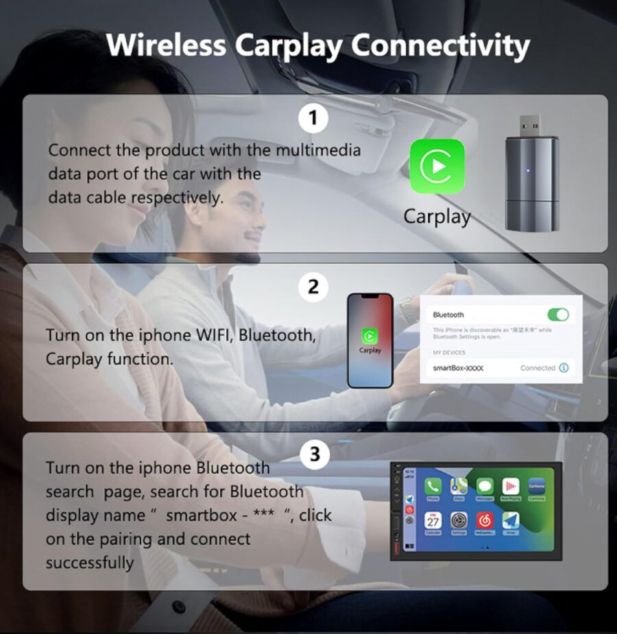 Wayona 2in1 Wireless Carplay Adapter and Android Auto Adapter for Car Converts Wired to Wireless, Bluetooth Connectivity, Only for Cars with OEM Installed Wired Android Auto/CarPlay - Image 3