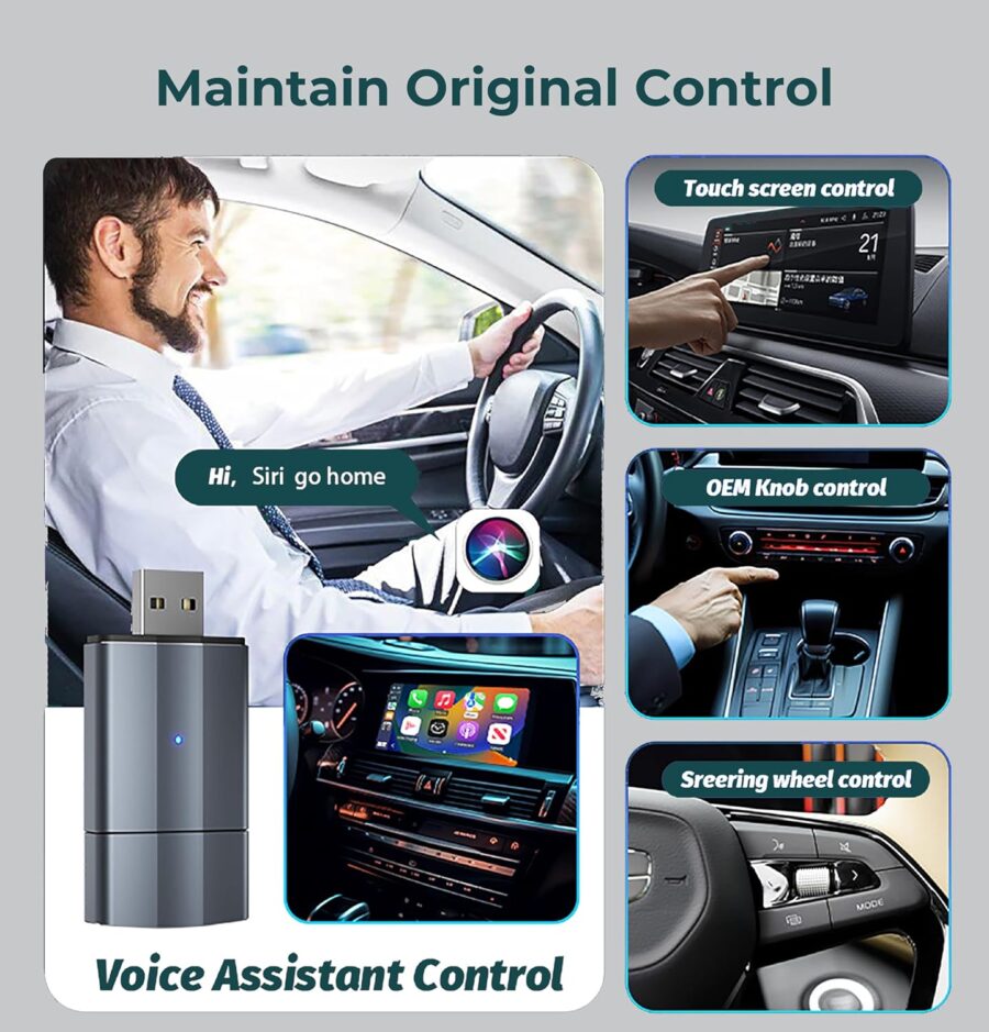 Wayona 2in1 Wireless Carplay Adapter and Android Auto Adapter for Car Converts Wired to Wireless, Bluetooth Connectivity, Only for Cars with OEM Installed Wired Android Auto/CarPlay - Image 6