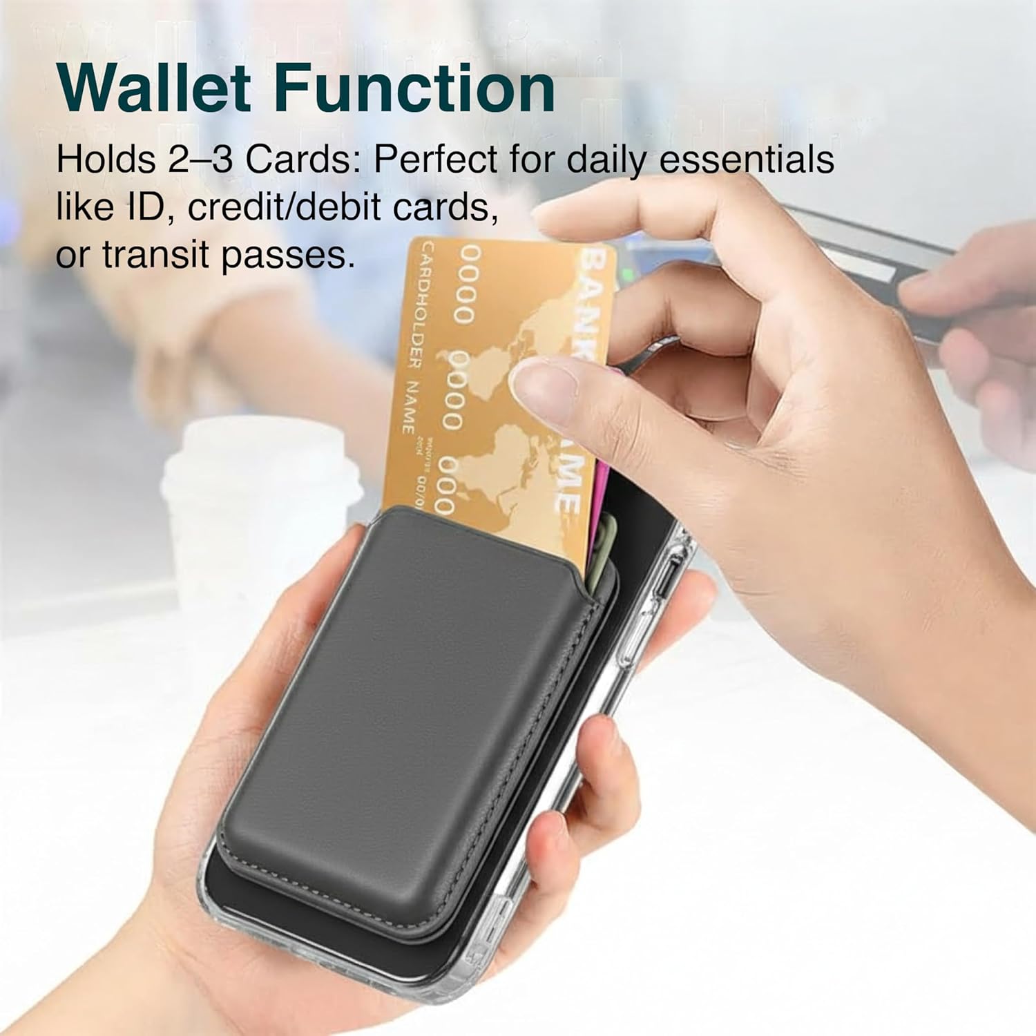 Wayona for MagSafe Wallet with Stand for iPhone 17/16/15/14/13/12 Series and Samsung Galaxy Phones, Vegan Leather Magnetic Card Holder, Holds 2 Credit Cards - Image 7