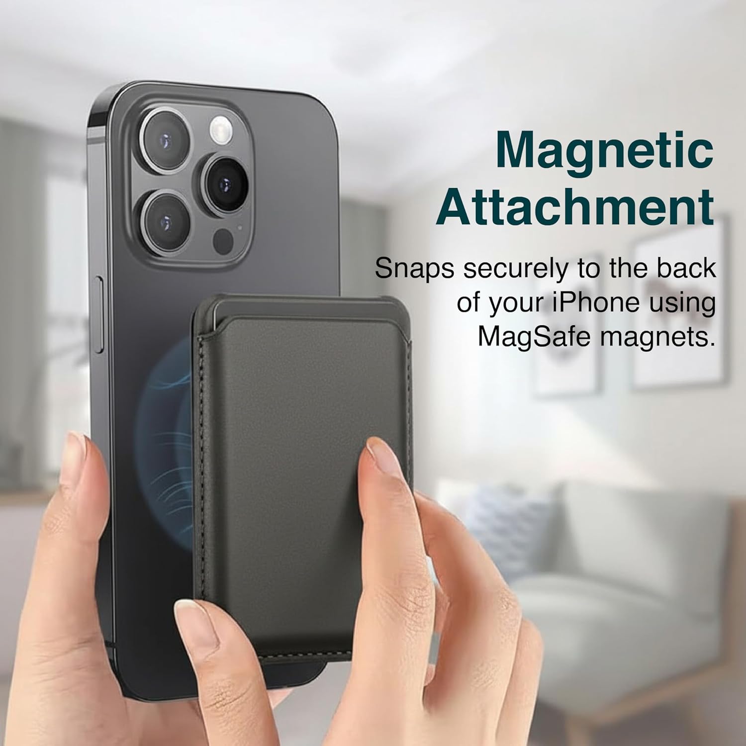 Wayona for MagSafe Wallet with Stand for iPhone 17/16/15/14/13/12 Series and Samsung Galaxy Phones, Vegan Leather Magnetic Card Holder, Holds 2 Credit Cards - Image 5