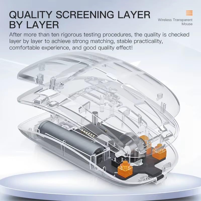 Wayona Clearclick Transparent Slim Wireless Mouse - Magnetic Cover, 3-Mode (Dual Bluetooth + USB), Rechargeable, One-Click Desktop, for MacBook/pc/iPad/Laptop - Image 5