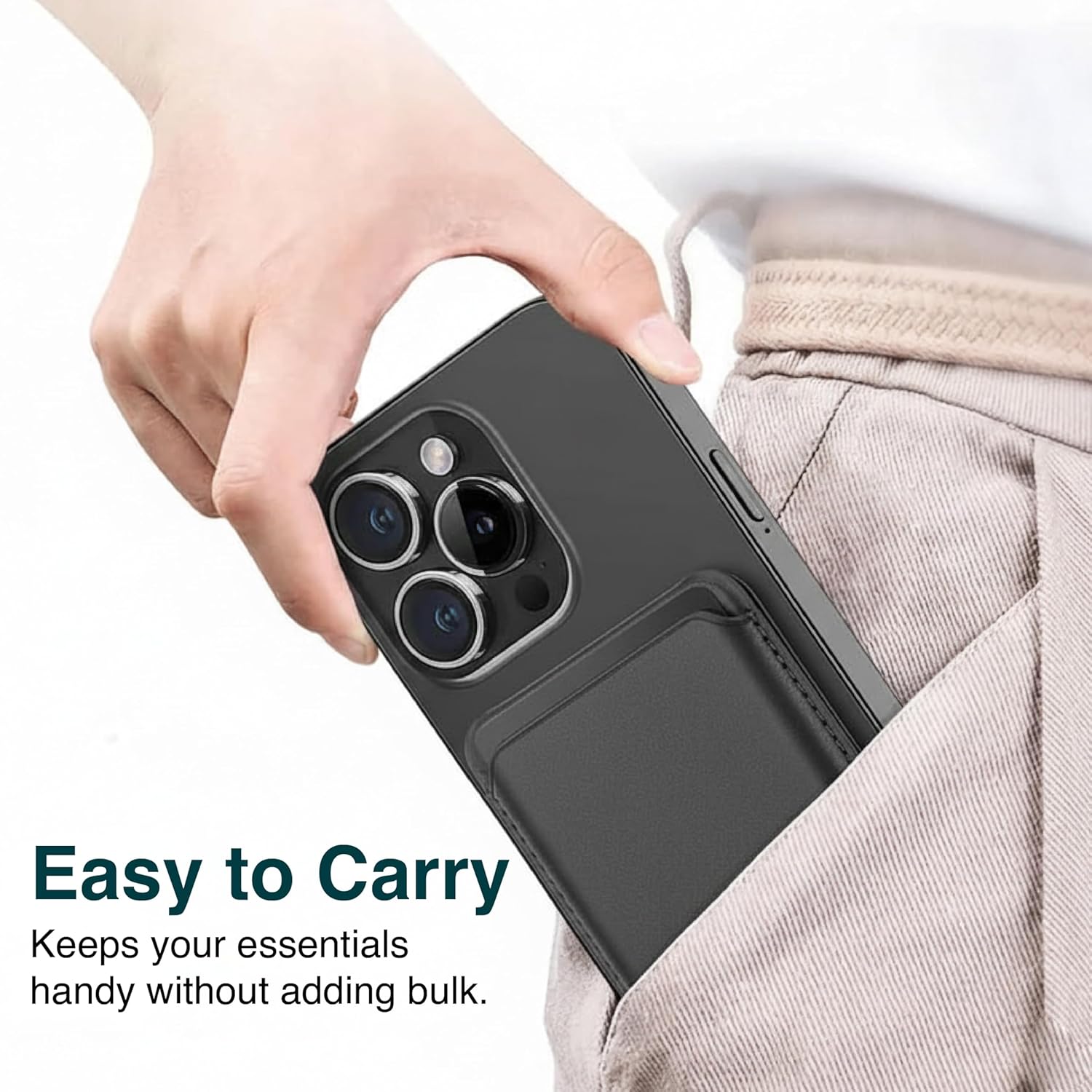 Wayona for MagSafe Wallet with Stand for iPhone 17/16/15/14/13/12 Series and Samsung Galaxy Phones, Vegan Leather Magnetic Card Holder, Holds 2 Credit Cards - Image 4