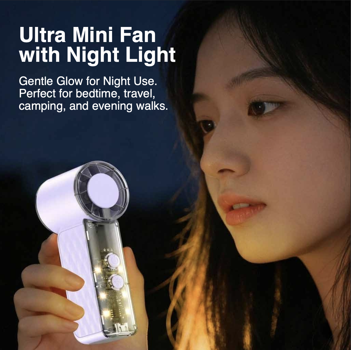Wayona Turbosphere Pocket Fan, 199-Speed Infinite Adjustable Mini Handheld Fan with Smart LED Display, Rechargeable 1800mAh Battery, Type-C Fast Charging, and Built-In LED Night Light - Image 9